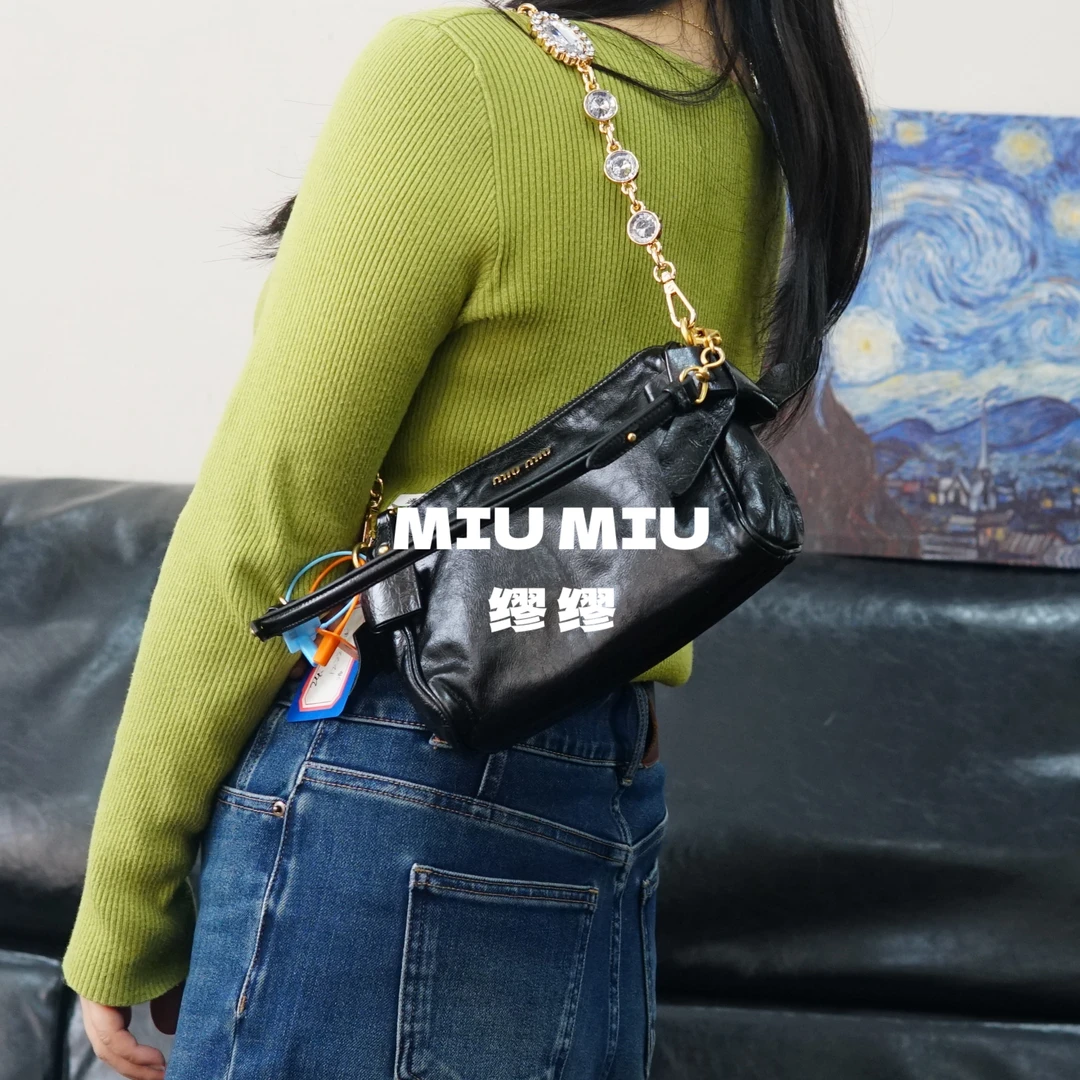 95新 MIU MIU/缪缪 黑金链条包/WJ12311037/1037