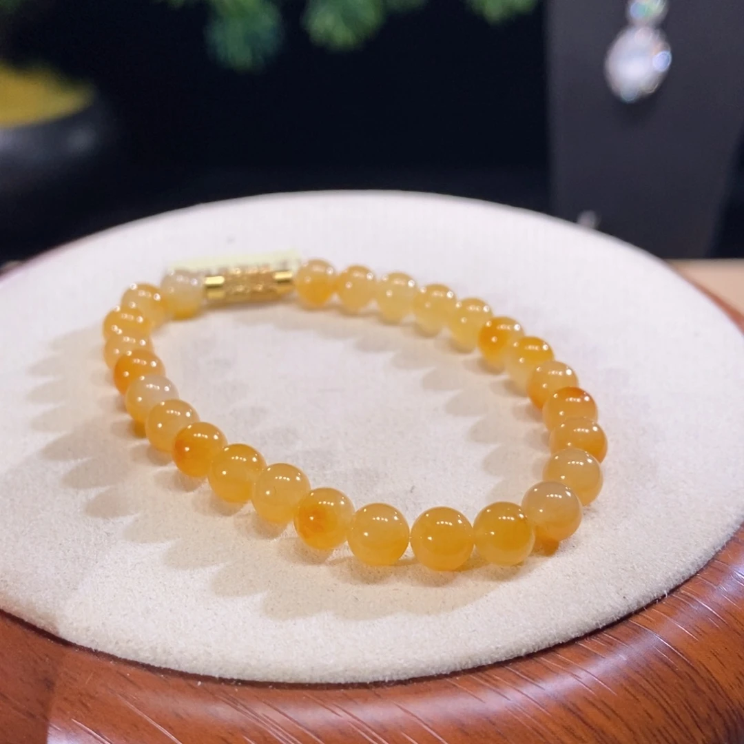 月***1翡翠未镶嵌颈饰翡翠冰鲜橙黄小珠手串