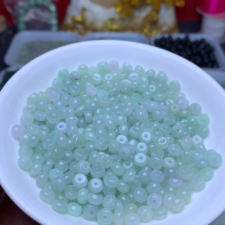 【闪购商品】未镶嵌手链翡翠卡3乘5.5冰果绿算盘100个