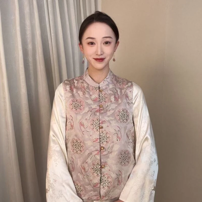 【祥云玉兔宝相花】2025新中式双面穿国风织金宋锦马甲ZH-150