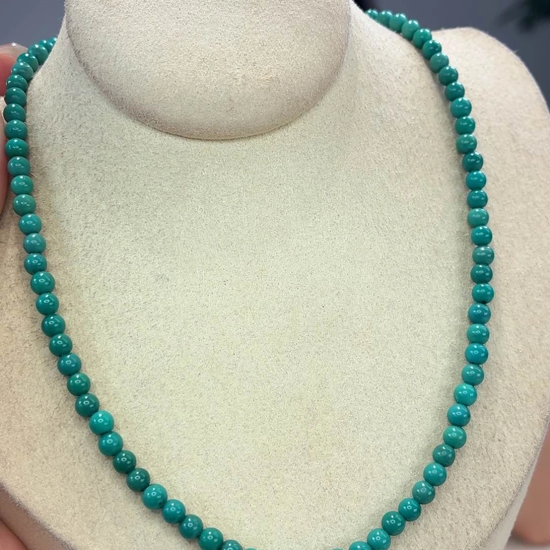 绿松石银S925镀金镶嵌颈饰