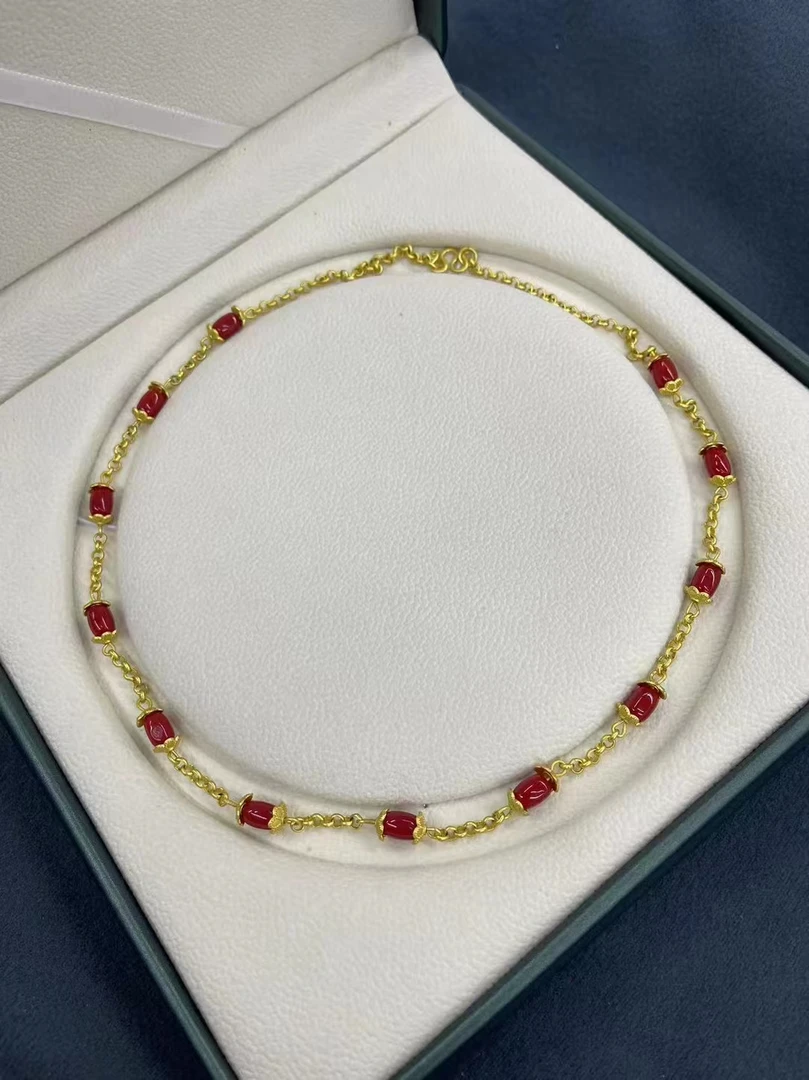 铜合金大理石项链 合金颈链民族风坠链