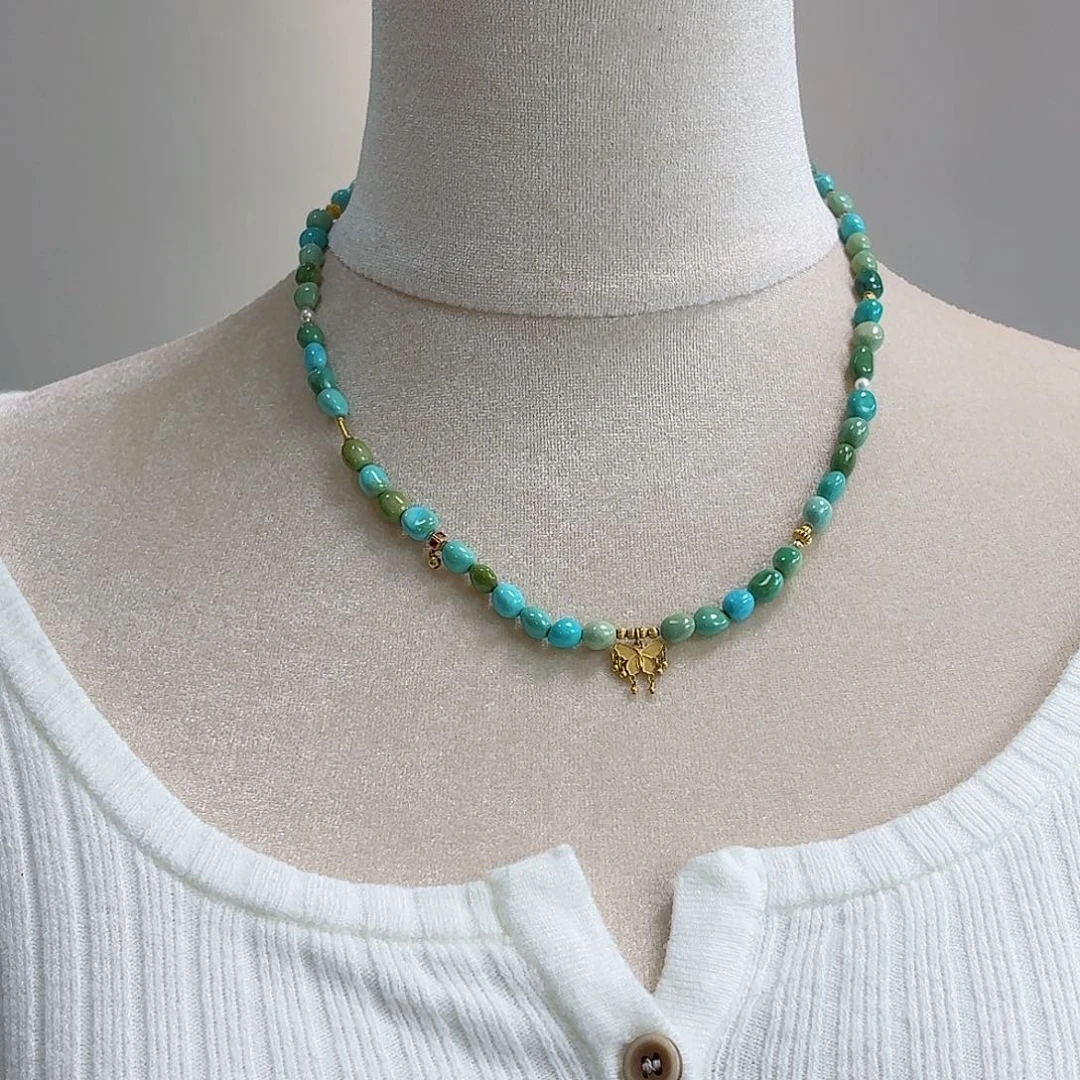 绿松石18K金镶嵌珠宝奇石