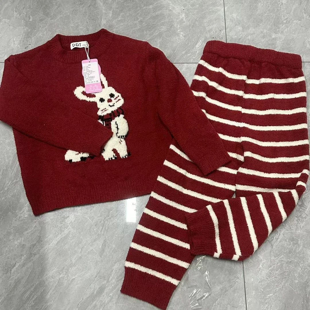 休闲居家针织保暖排湿吸汗上衣毛衫家居服套装时尚