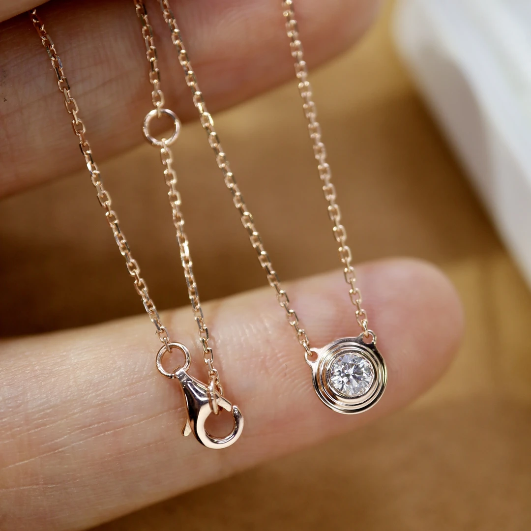 豫美人18K金钻石锁骨项链飞碟项链 套链经典时尚