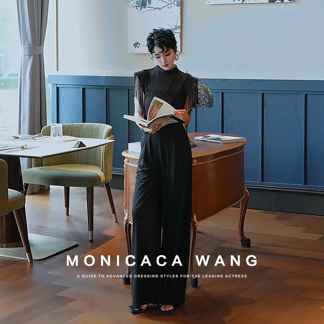 【莫妮卡卡】2025夏季款高腰显瘦时尚阔腿休闲裤拼接连体裤K2960