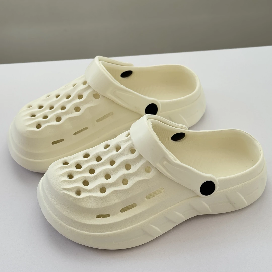 801夏季洞洞鞋不磨脚防滑简约半拖镂空凉鞋防臭平跟厚底拖鞋
