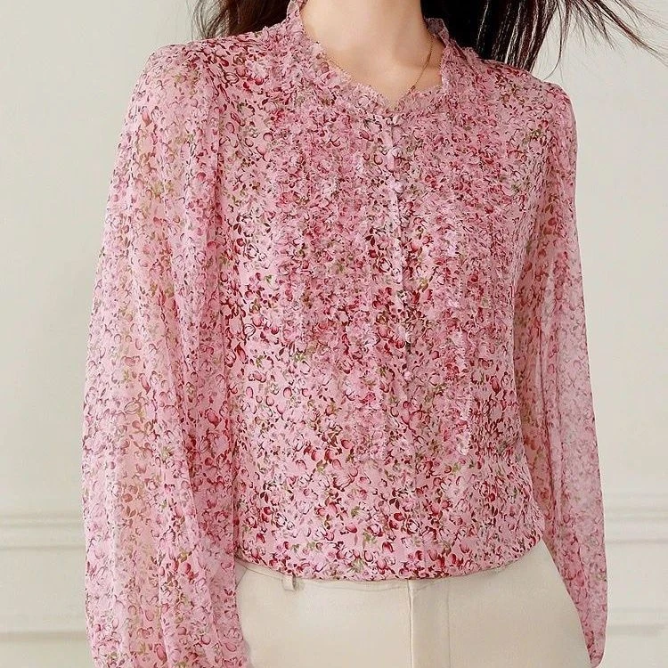 2025春夏新款高端时尚洋气设计感显瘦外穿减龄气质上衣雪纺衬衫女