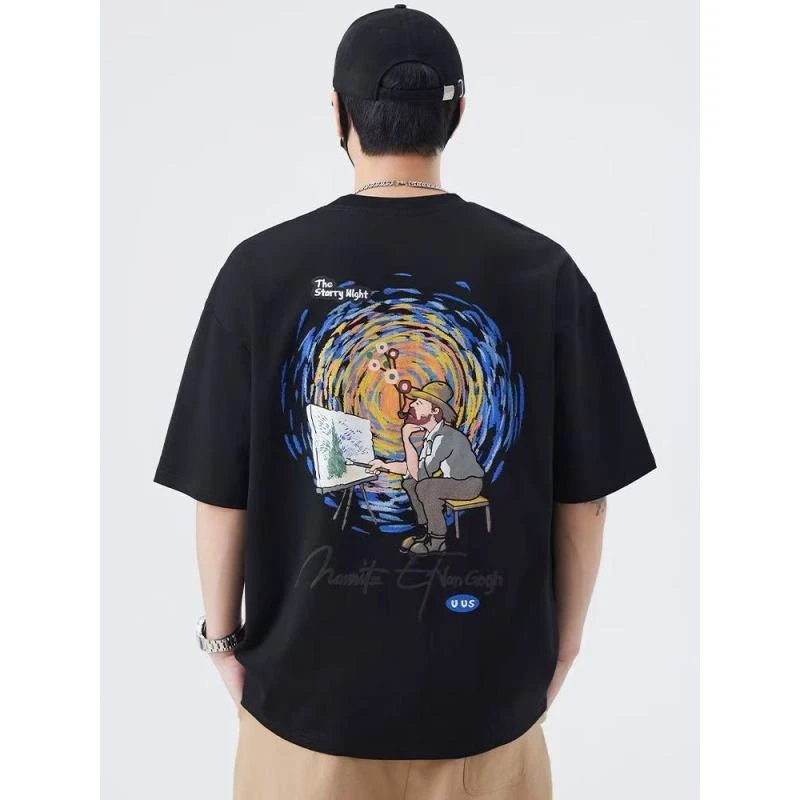 夏季新款短袖T恤男士潮牌百搭潮流时尚印花半袖休闲宽松上衣爆款