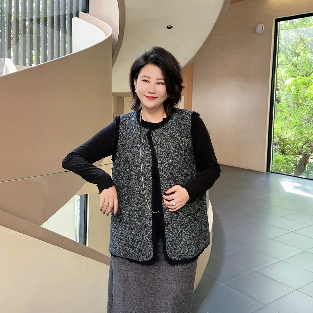 微胖女装【】羊毛香风流苏毛衣马甲慵懒气质外穿复古无袖7001
