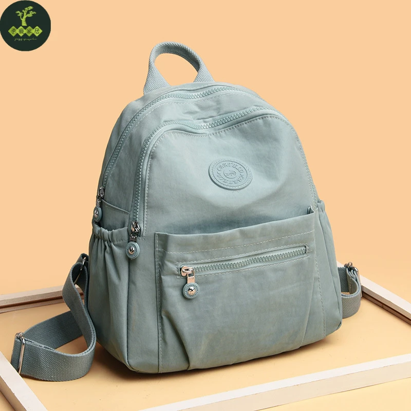 季痕双肩包女大容量简约百搭背包女士时尚轻便旅行包包女户外