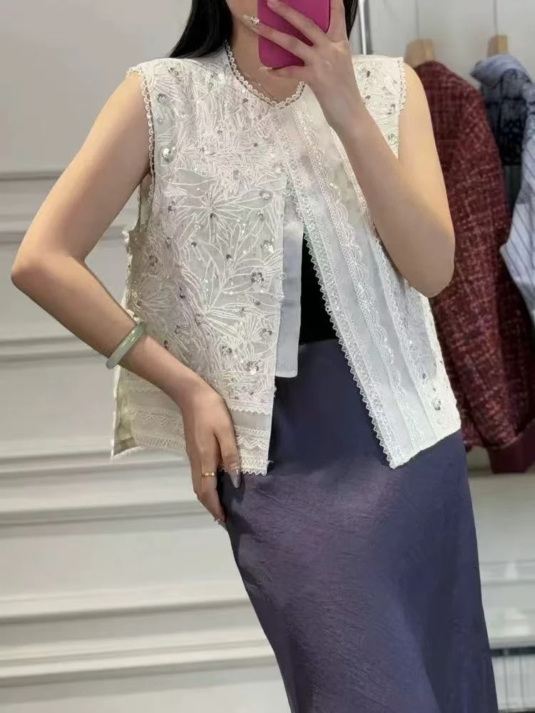 2025新款马甲钉珠蕾丝