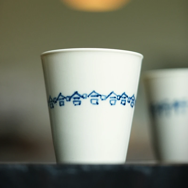 哈哈杯 75cc 手工手绘陶瓷主人杯大容量白瓷茶杯单杯