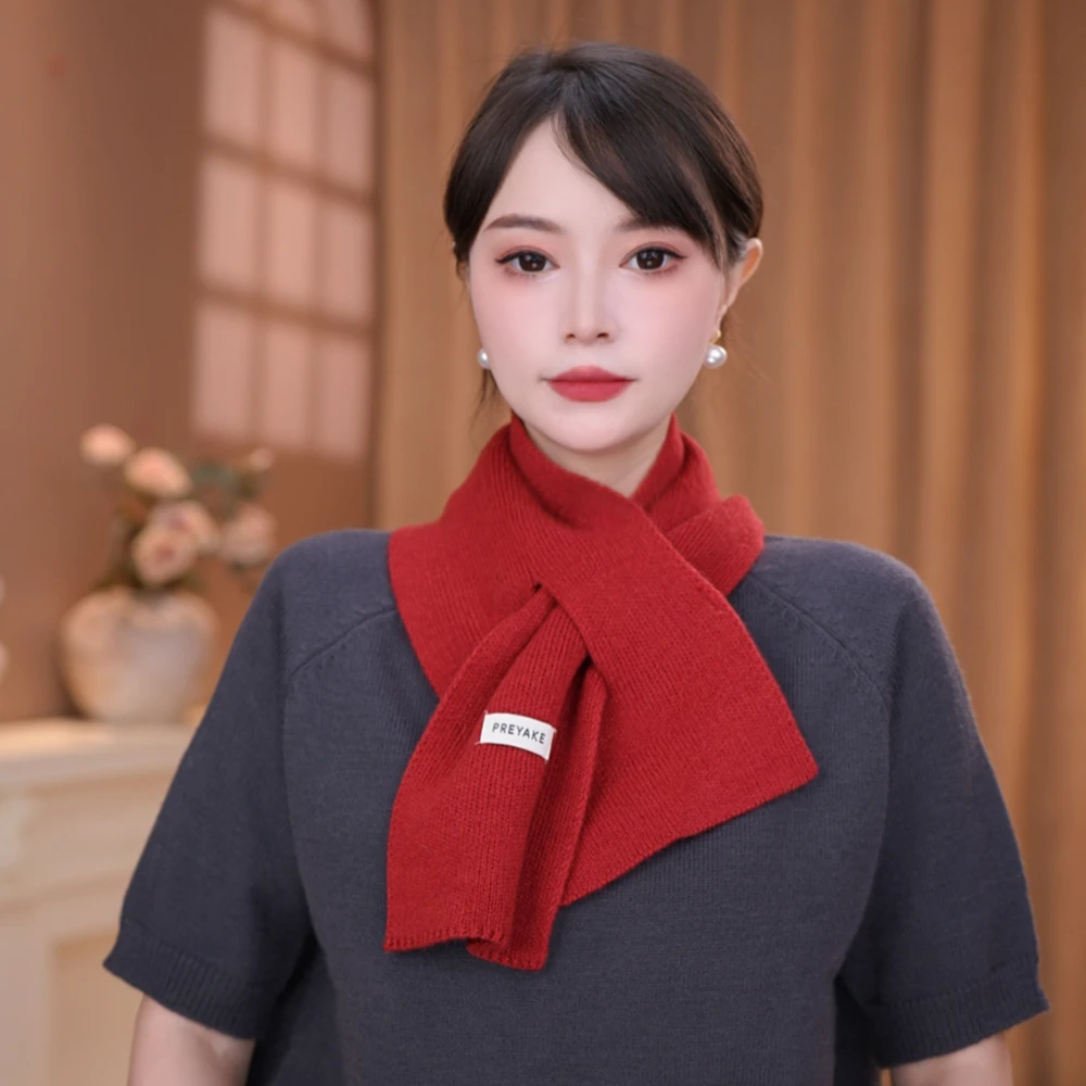 2025秋季新款百搭时尚针织羊毛短款围领纯色围巾