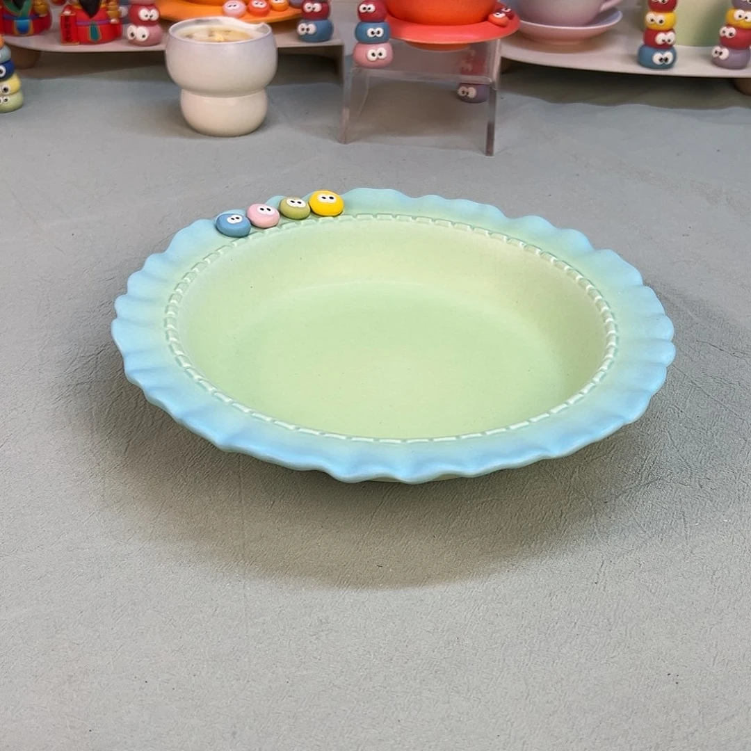 摆件陶花边深盘 价格386