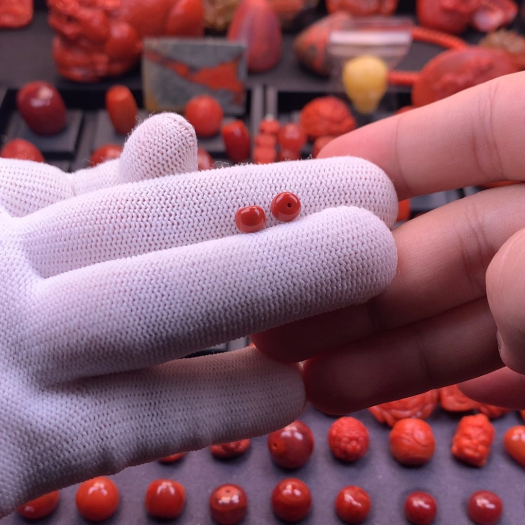 南红玛瑙未镶嵌川料原矿满色满肉老型对珠6mm