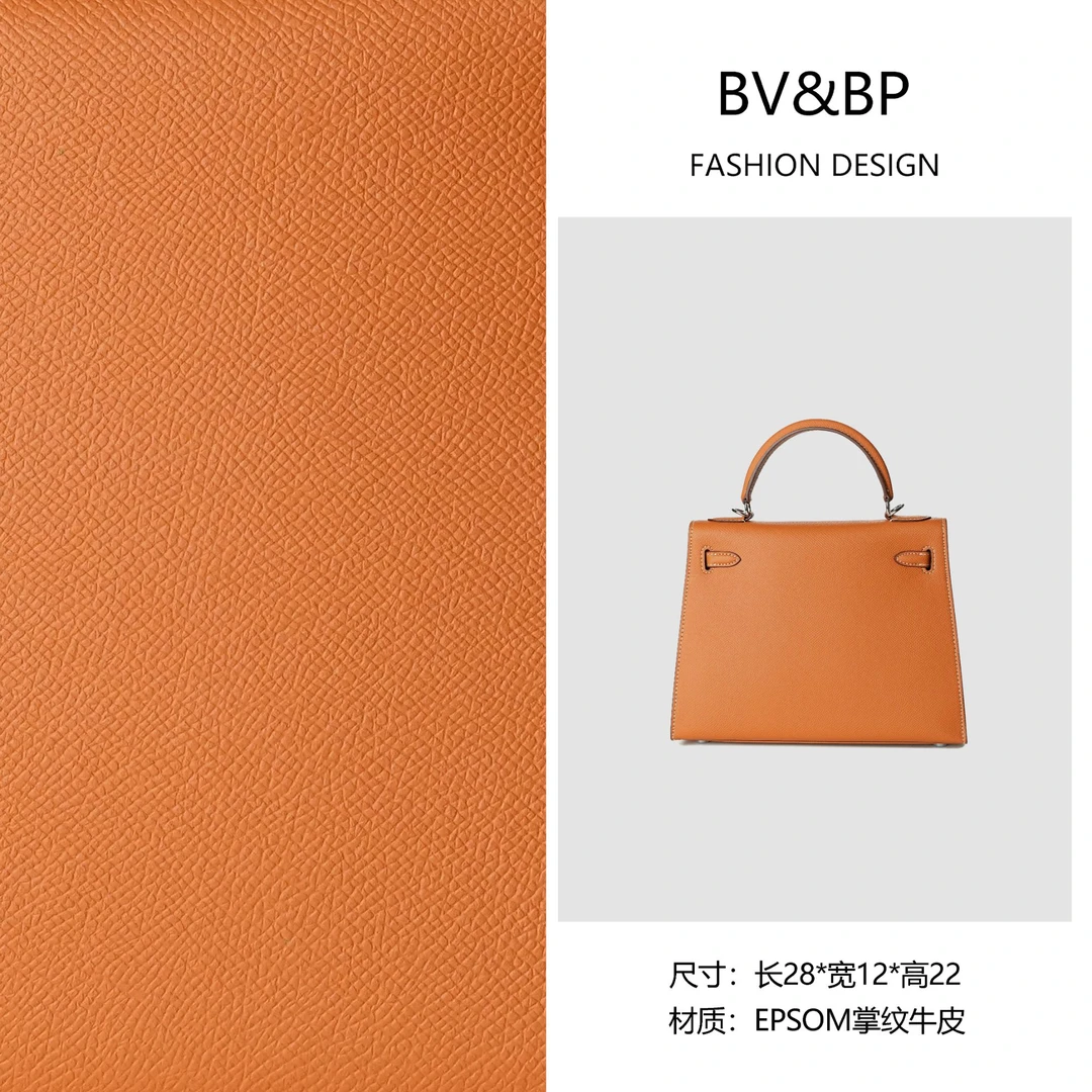 BV&BP· 原创设计 真皮高定手提单肩包  BV28-银扣-太妃金