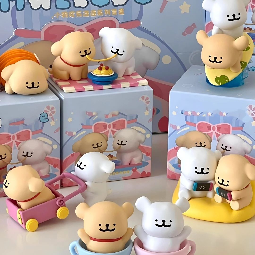 线条小狗桌面潮玩欢乐连连系列周边手办蛋糕装饰生日礼物摆件