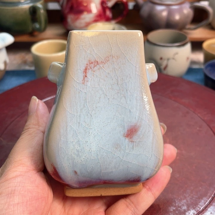 摆件钧瓷煤烧小贯耳瓶