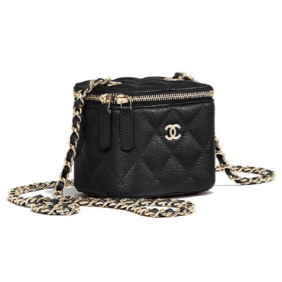 95新 Chanel/香奈儿 化妆盒 黑金荔枝牛/JW1272