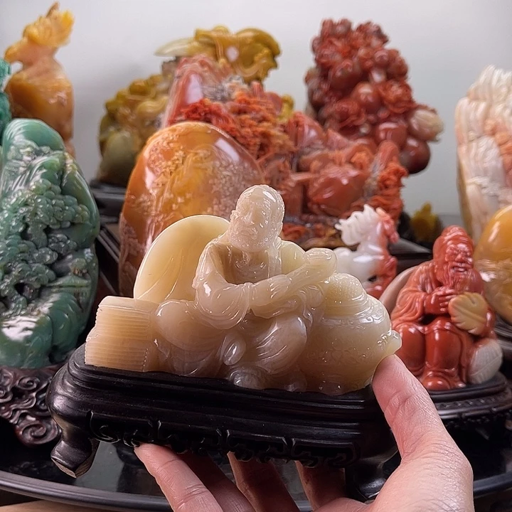 寿山石罗汉摆件手把件