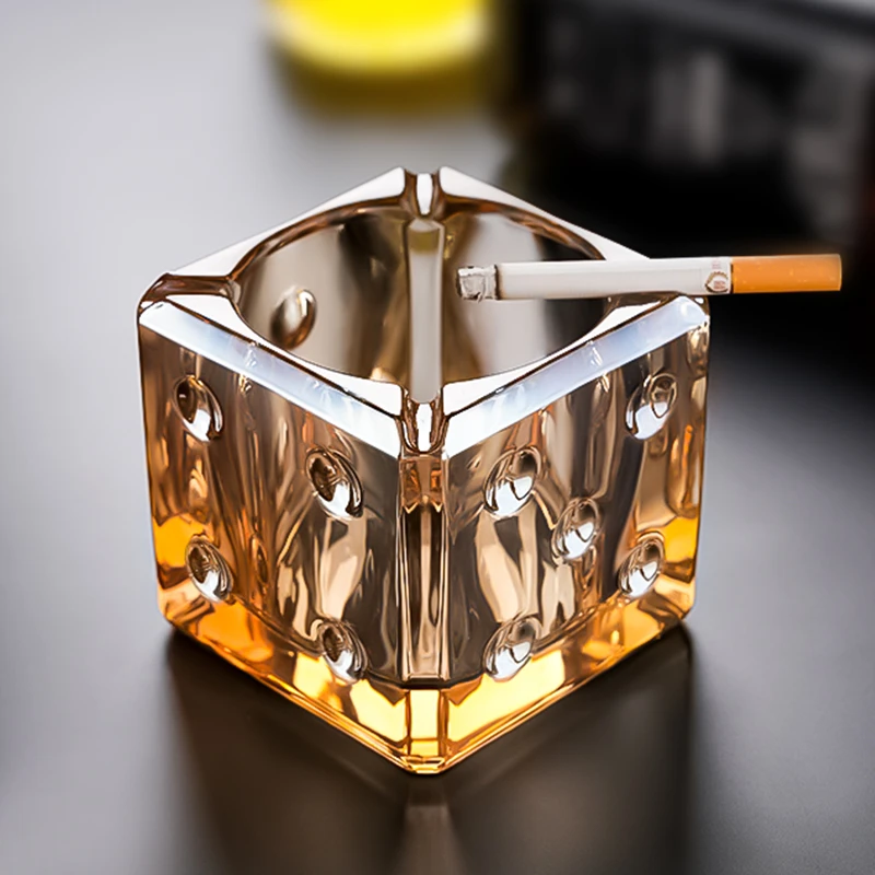 烟灰缸防灰飞高级感家用客厅轻奢高端创意办公桌水晶筛子烟缸商用