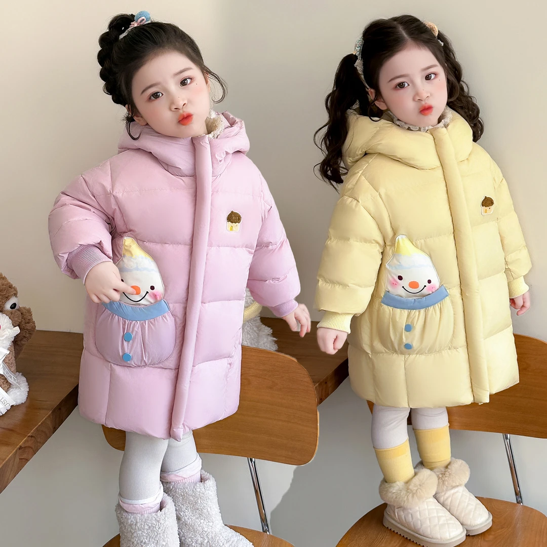 女童羽绒服中长款2025冬装新款冬季加厚中小童小女孩小孩儿童外套