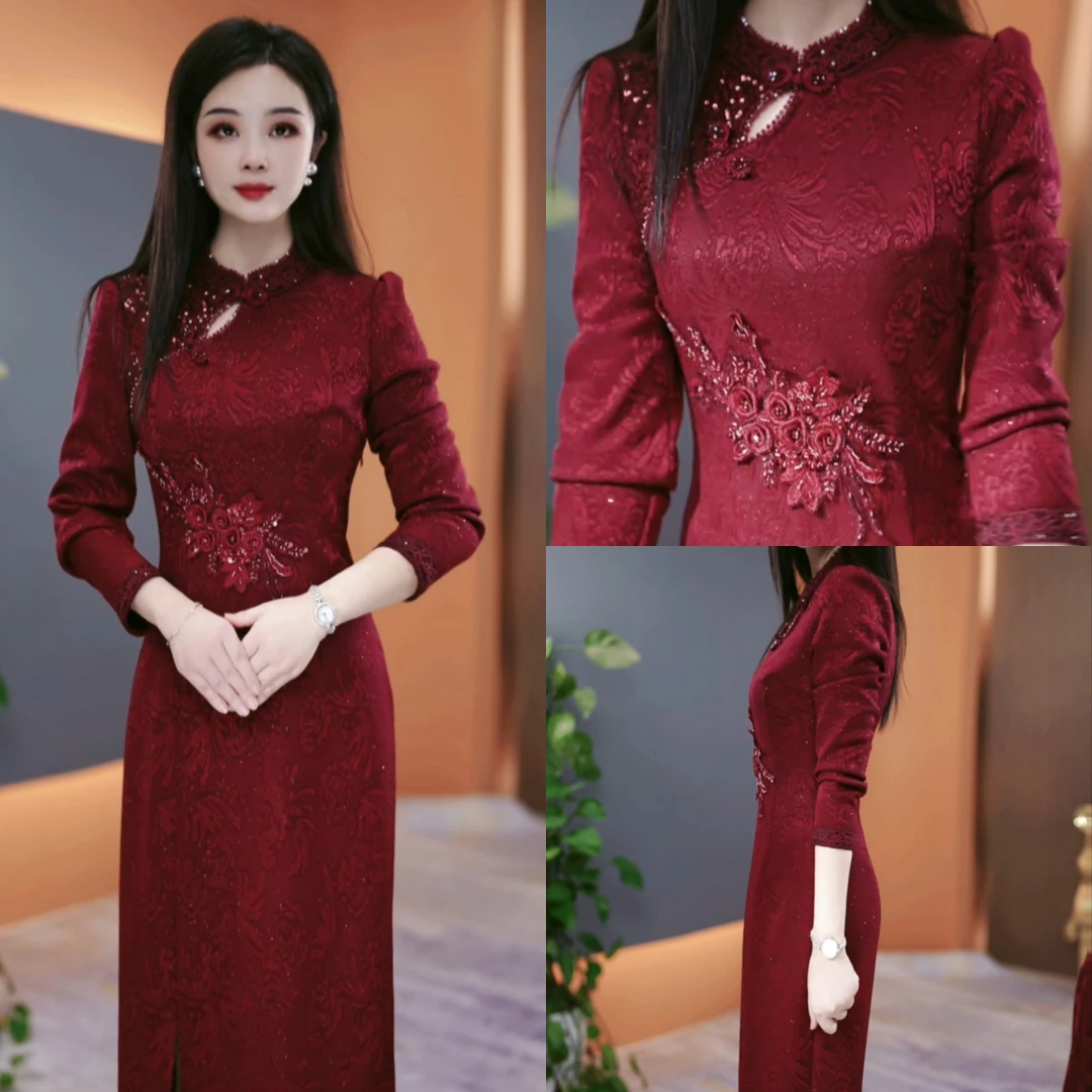 冬季加绒加厚连衣裙2025冬季气质韩版显瘦百搭收腰裙子YX25K3621