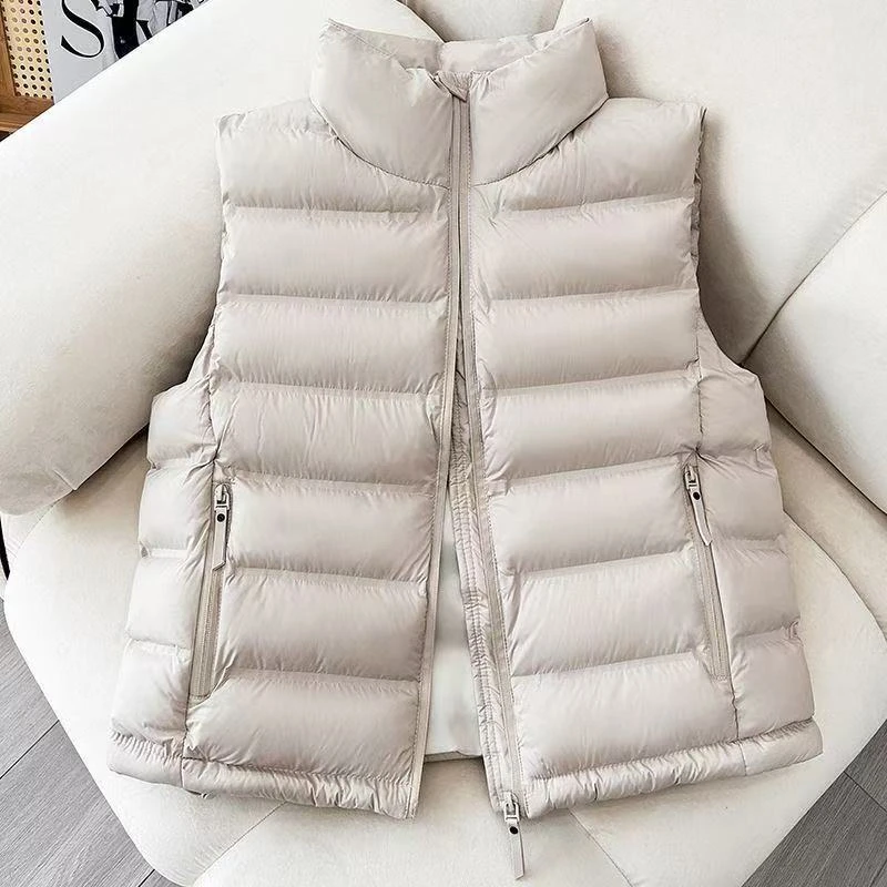 2025新款排骨轻薄时尚棉马夹女短款立领时尚无袖背心冬季保暖马甲