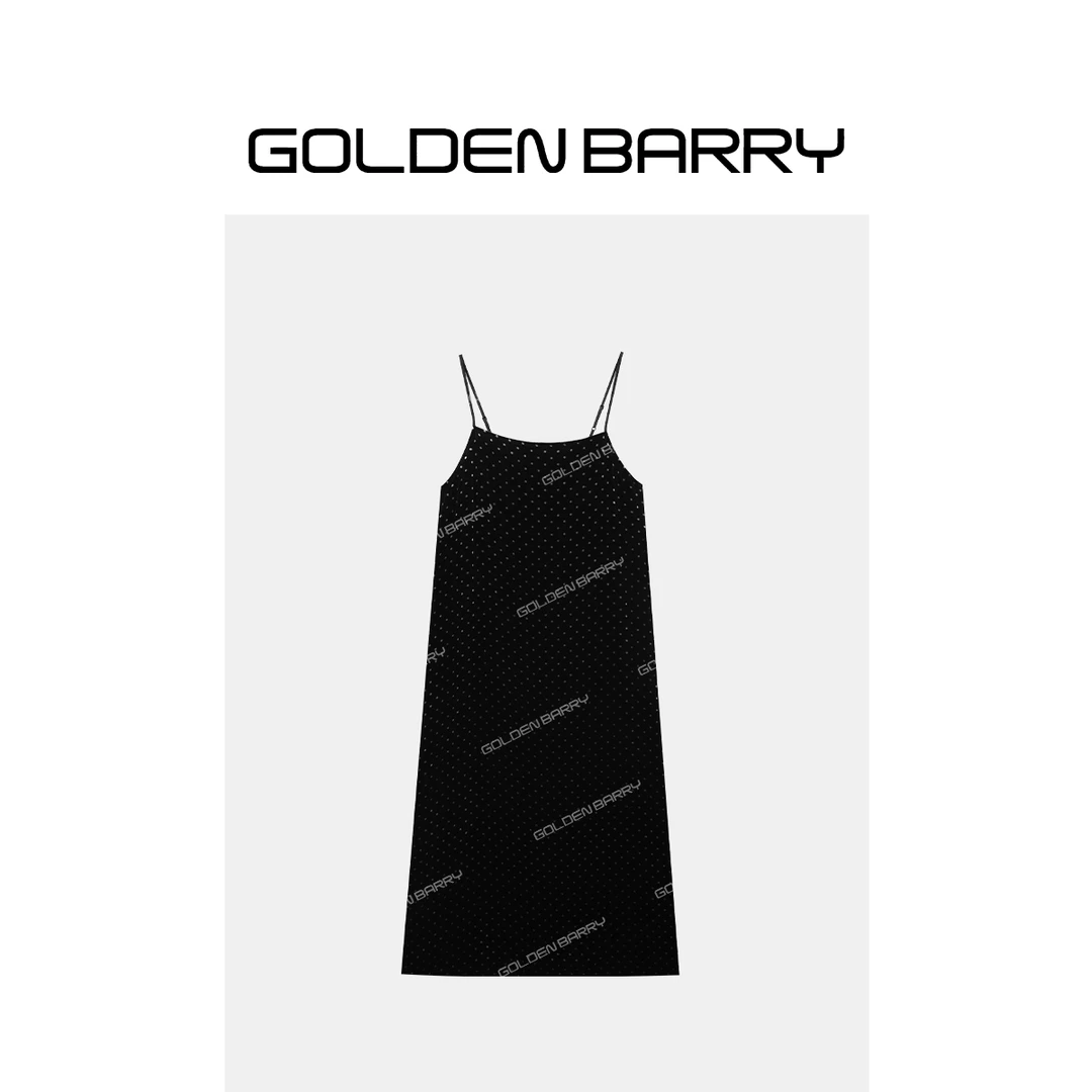 GOLDENBARRY|303065波点丝绒吊带连衣裙