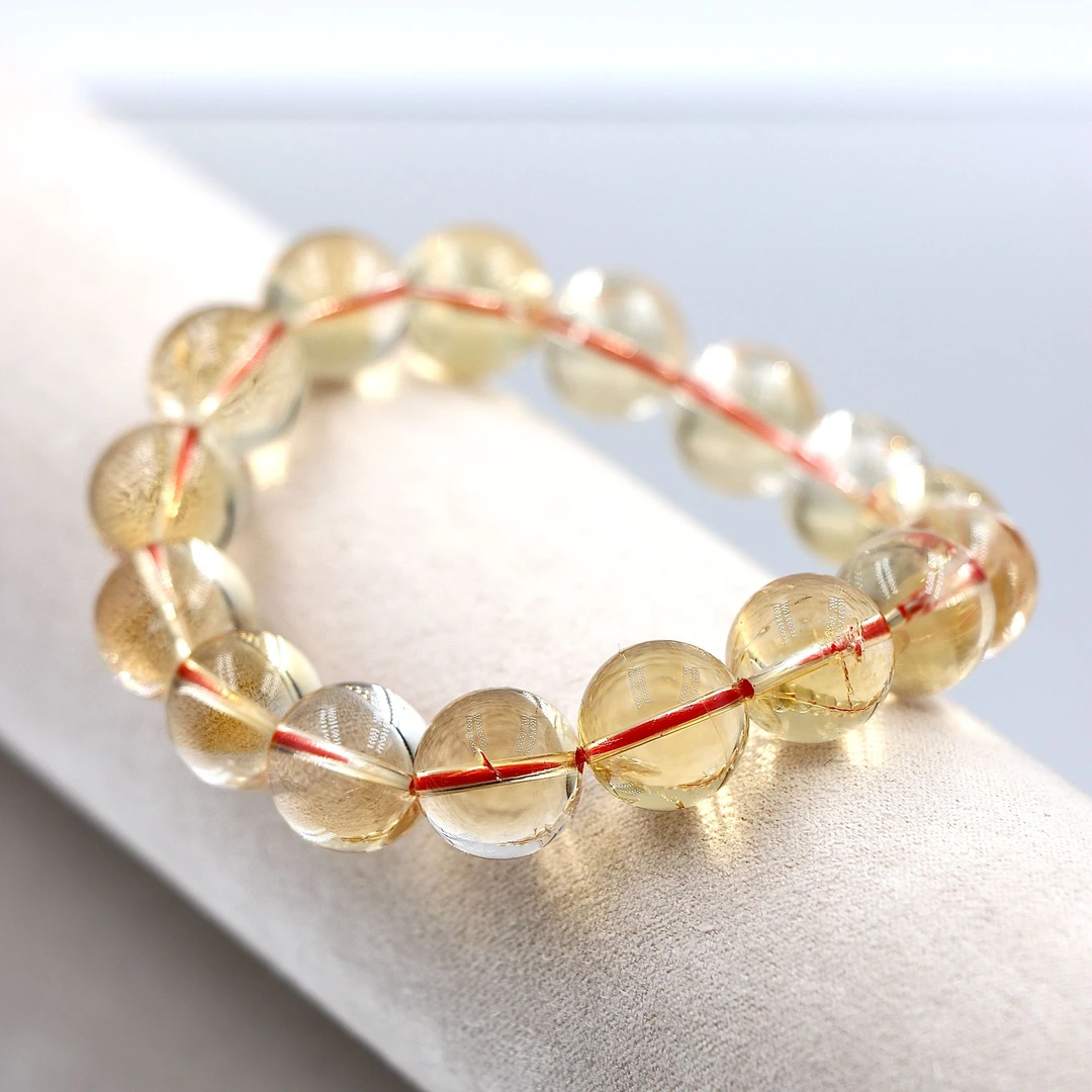 天然巴西色带共生黄水晶手串H3973(微冰层)-尺寸可选-多样性发一