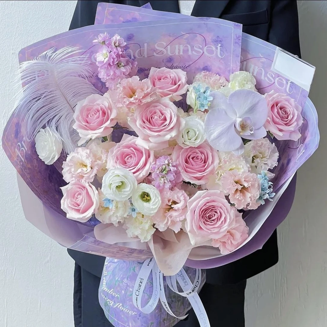 【我“紫”爱你】15朵粉玫瑰大气清晰蝴蝶兰花束表白约会订婚送女神惊喜花束小时达同城花店配送