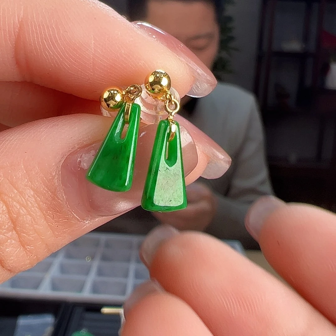 翡翠耳饰18K金镶嵌耳环31