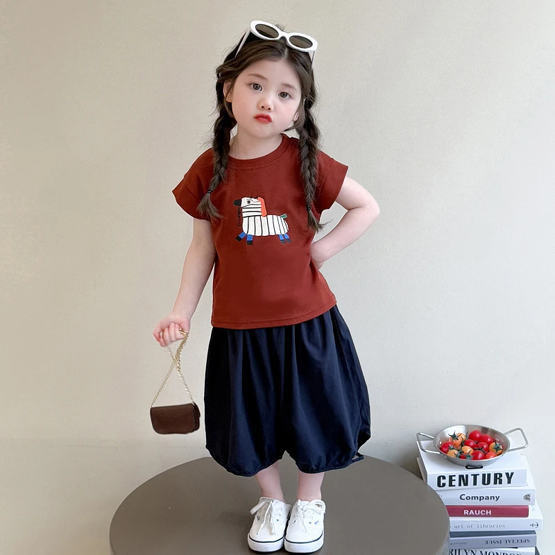 女童夏装套装洋气儿童新款卡通短袖小女孩夏季休闲两件套宝宝时髦