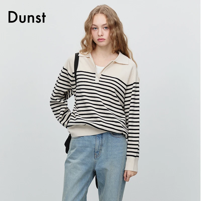 Dunst中性风长袖休闲条纹针织衫UDSW5A103