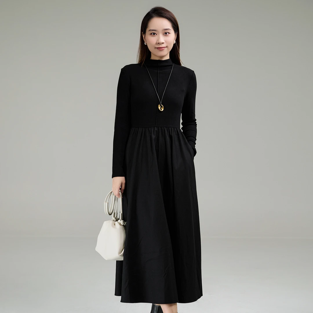 【众心专属】歌蒂诗冬季专柜新款修身显瘦中高领连衣裙 8E41L3110