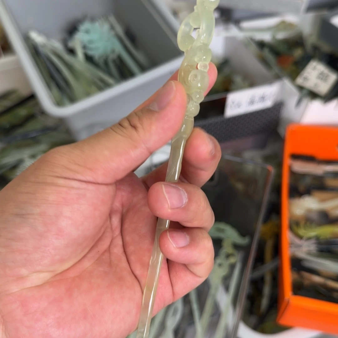 岫玉未镶嵌发饰明君玉簪就是好看