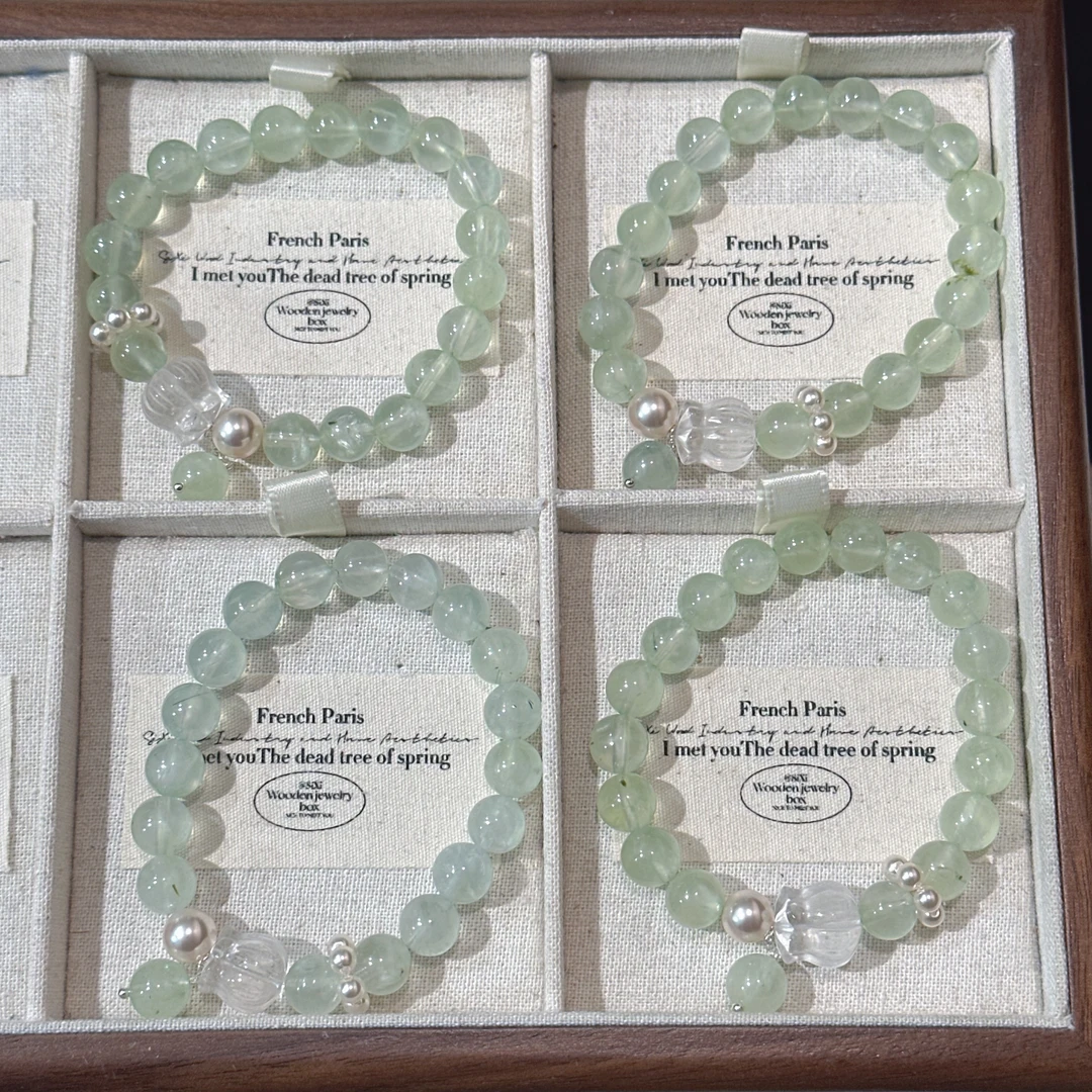 SG2850-［铃兰］白水晶葡萄石水晶手串均有瑕色差多样发