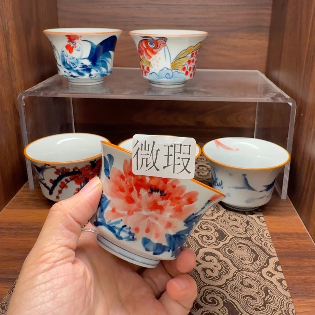 釉下手绘茶具微瑕