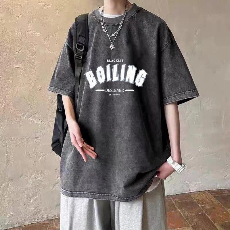 新款重磅潮牌复古纯棉短袖纯棉美式印花ins半袖宽松夏季上衣T恤潮