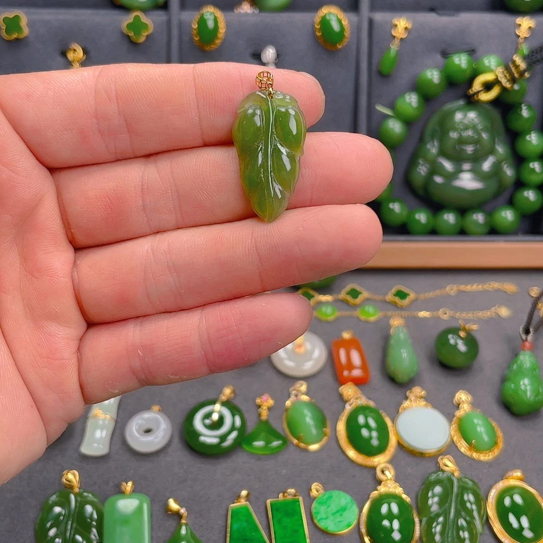 和田玉（白玉）18K金镶嵌吊坠(不含链)