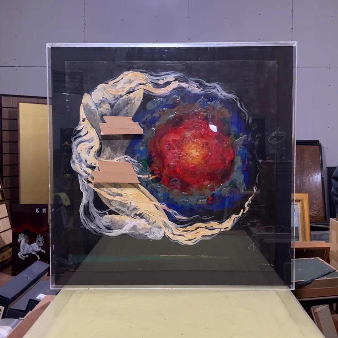 绘画正*屏风框画茶空间设计