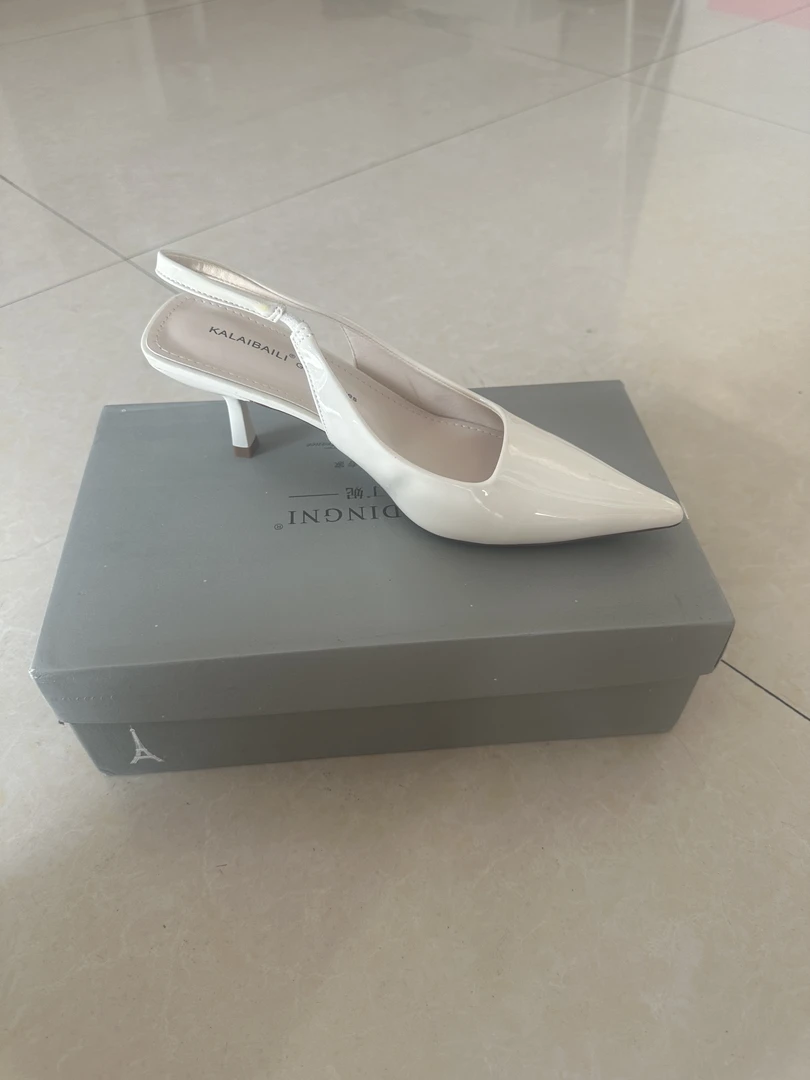 纯皮白色半托女鞋