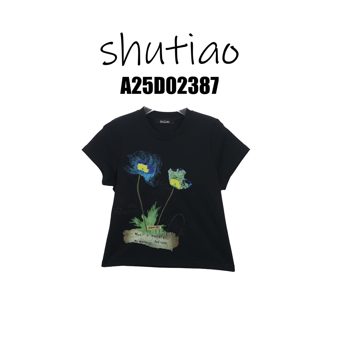 【SHUTIAO】2025夏季：新款小众设计款T恤A25D02387