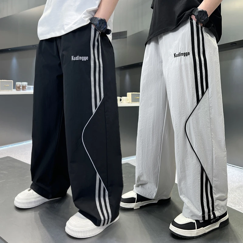 男童夏季裤子薄款休闲裤2025新款中大童儿童夏装运动直筒速干长裤