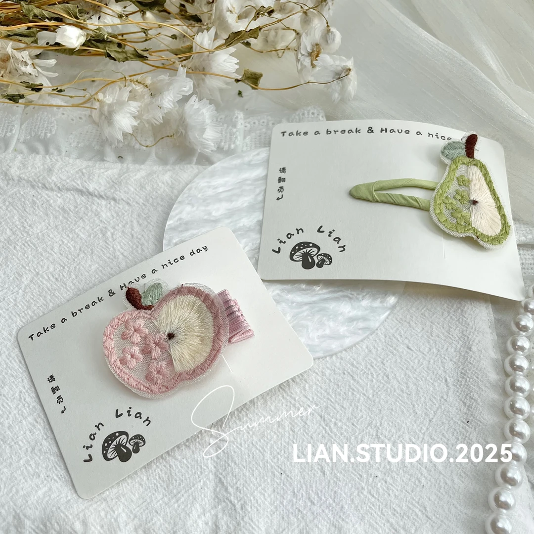 苹果与梨 夏季可爱甜美少女清新原创水果发夹 掰掰夹鸭嘴夹 A-076