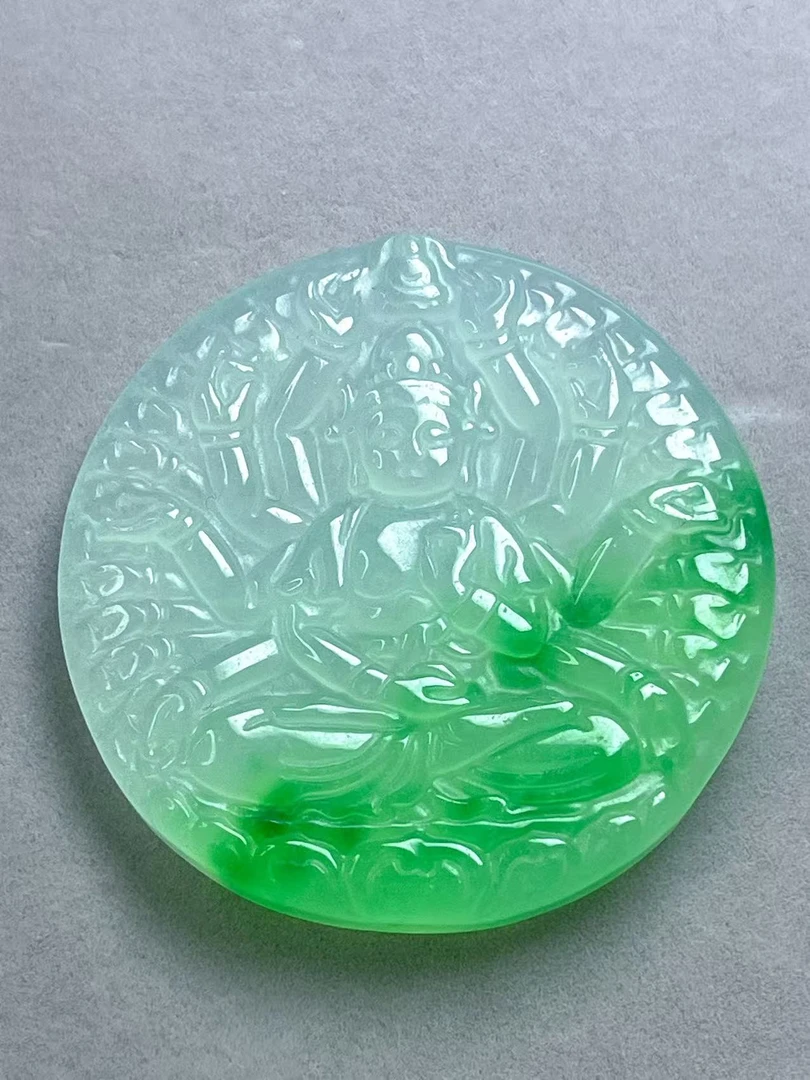 珠光宝气-精选飘绿花千手观音吊坠圆牌毛衣链多样性发货-GY004