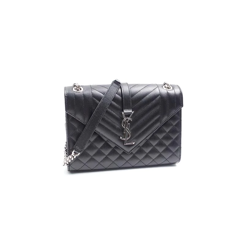 99新 YSL/圣罗兰 Envelope信封黑银单肩包/T_ZY0000352814
