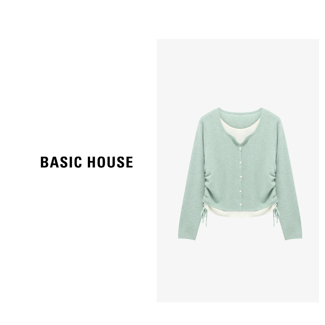 Basic House/百家好气质长袖短款时尚百搭春季针织衫B0625H5G412