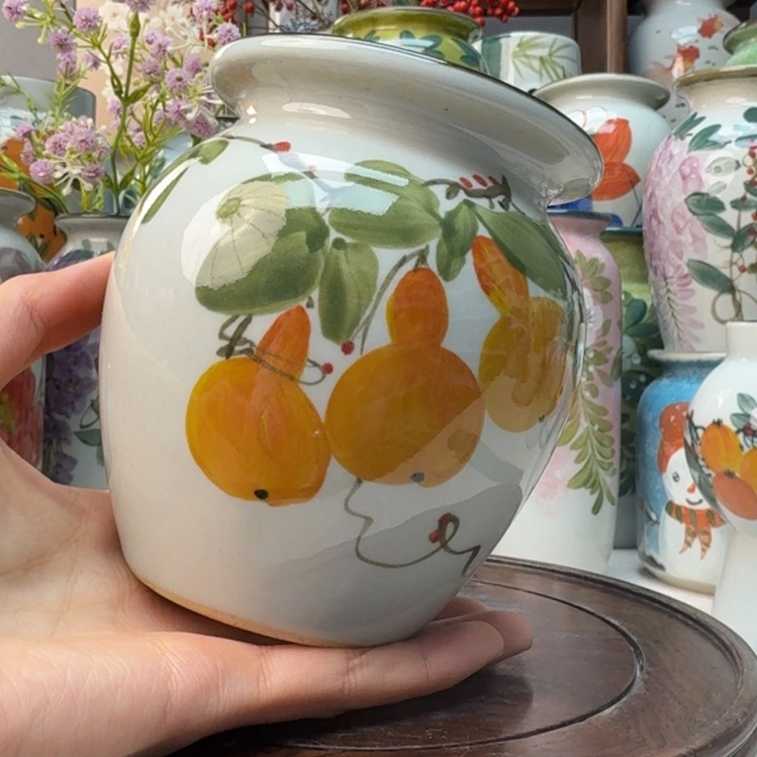 摆件景德镇陶瓷手绘花瓶摆件无孔